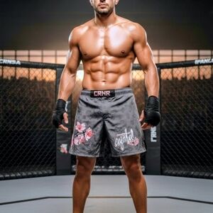 Gray Floral Men's Athletic Shorts